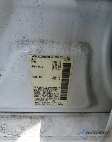 2016 Nissan Altima 2.5 из США, поврежденный, VIN 1N4AL3AP1GC221517